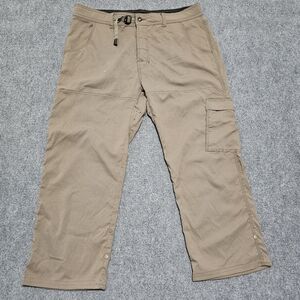 Prana Pants Mens XL Roll Up Hiking Belted Stretch Zion Pants II 26" Short Inseam